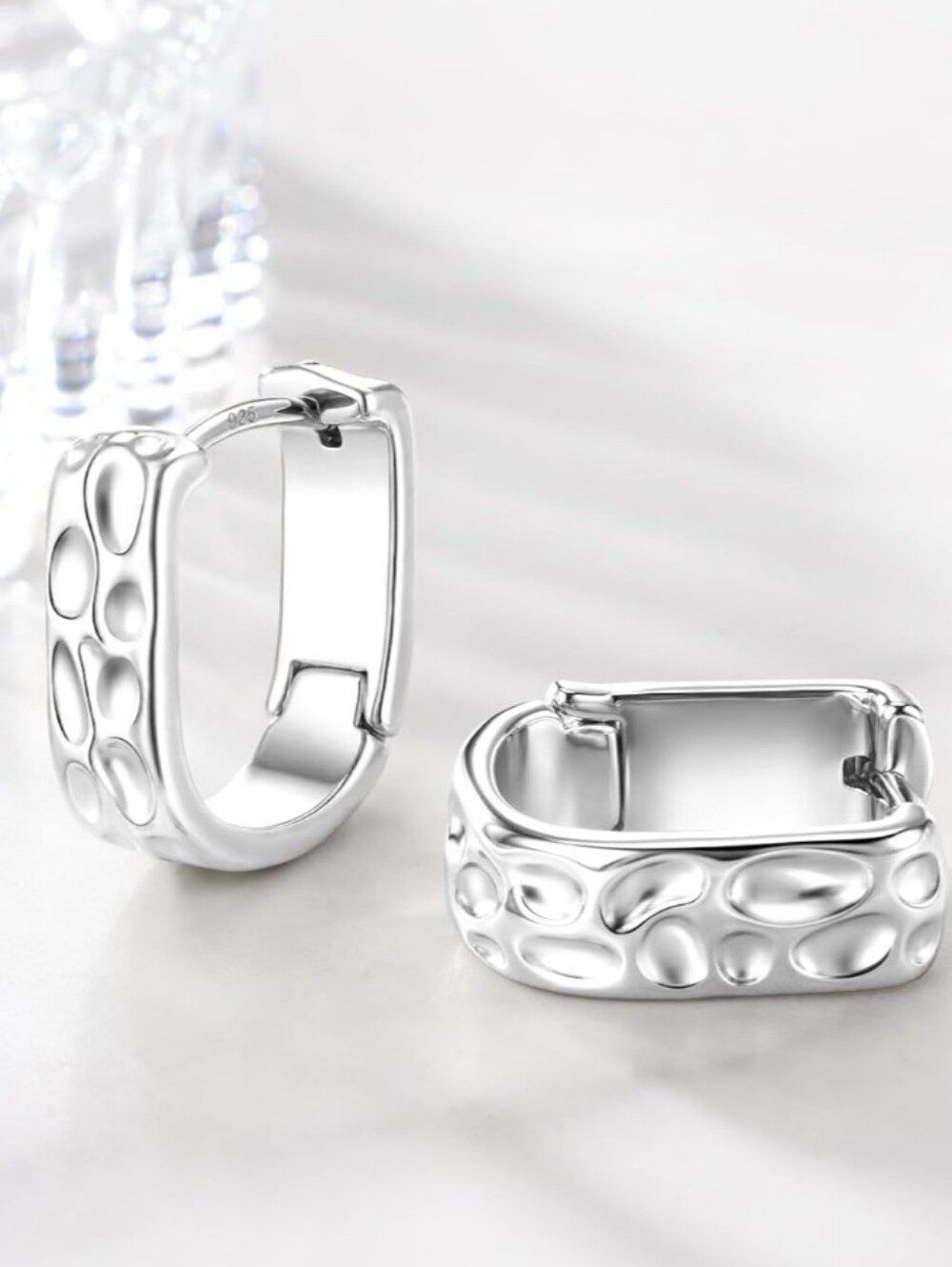 ✨ Jedora 925 Sterling Silver Textured Chunky Huggie Hoop Earrings ✨